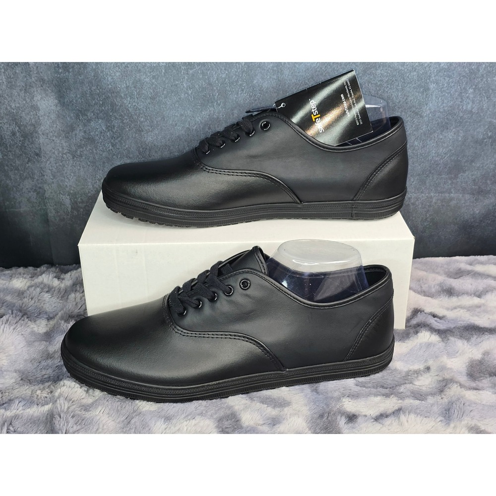 NWT SafeTstep Work Shoes Black‎ Slip Resistant Comfort Leather Mens Size 12